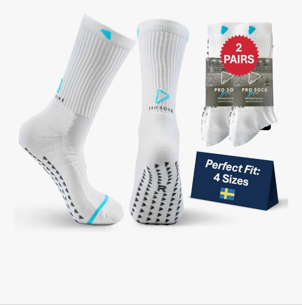 Premium Soccer Grip Socks US 6-8 Tailoered GRIP ZONES Rubber Pad Reinforced Thru